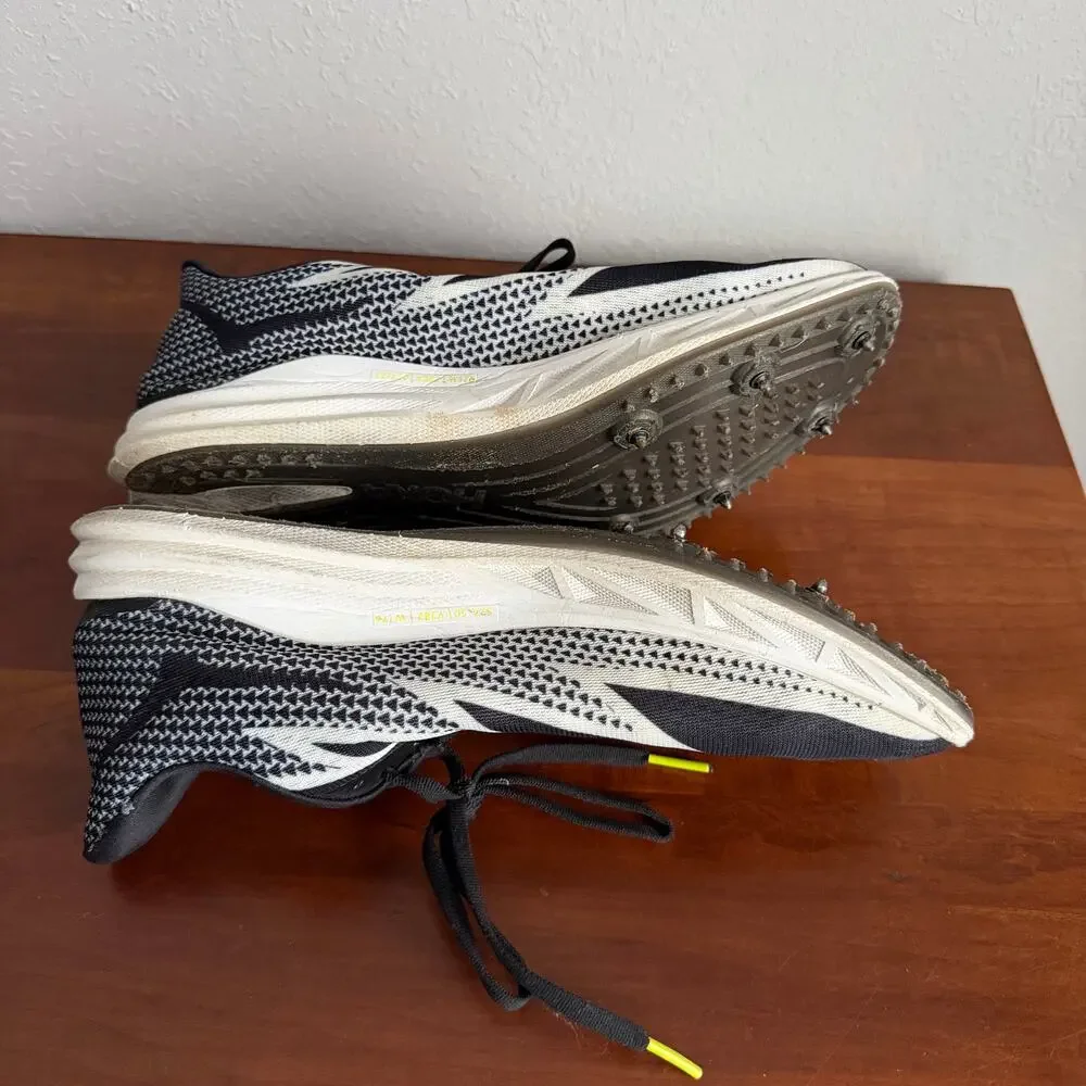 Hoka One One Crescendo MD Black White Athletic Sneaker w/ Spikes Womens 11